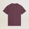Herenkatoenen T-shirt in versleten paars met logoprint