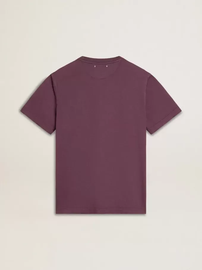 Herenkatoenen T-shirt in versleten paars met logoprint