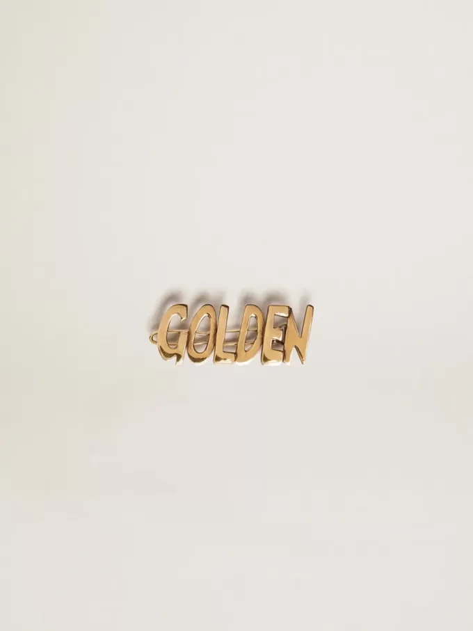 Herenketting met clip in oudgoudkleur met gouden letters