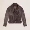 Herenmotorjack van distressed leer