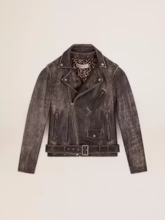 Herenmotorjack van distressed leer