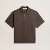 Herenpoloshirt van katoen in antracietgrijs met borduursel