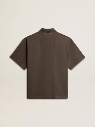 Herenpoloshirt van katoen in antracietgrijs met borduursel