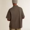 Herenpoloshirt van katoen in antracietgrijs met borduursel