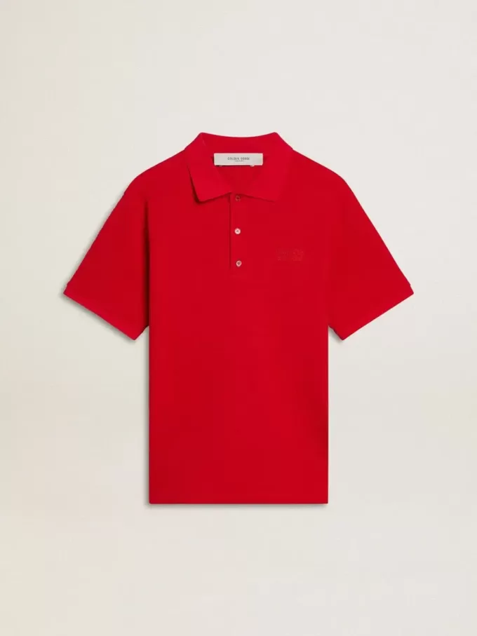 Herenpoloshirt van rood katoenpiqué