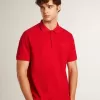 Herenpoloshirt van rood katoenpiqué