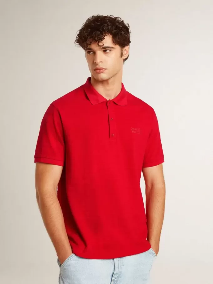 Herenpoloshirt van rood katoenpiqué