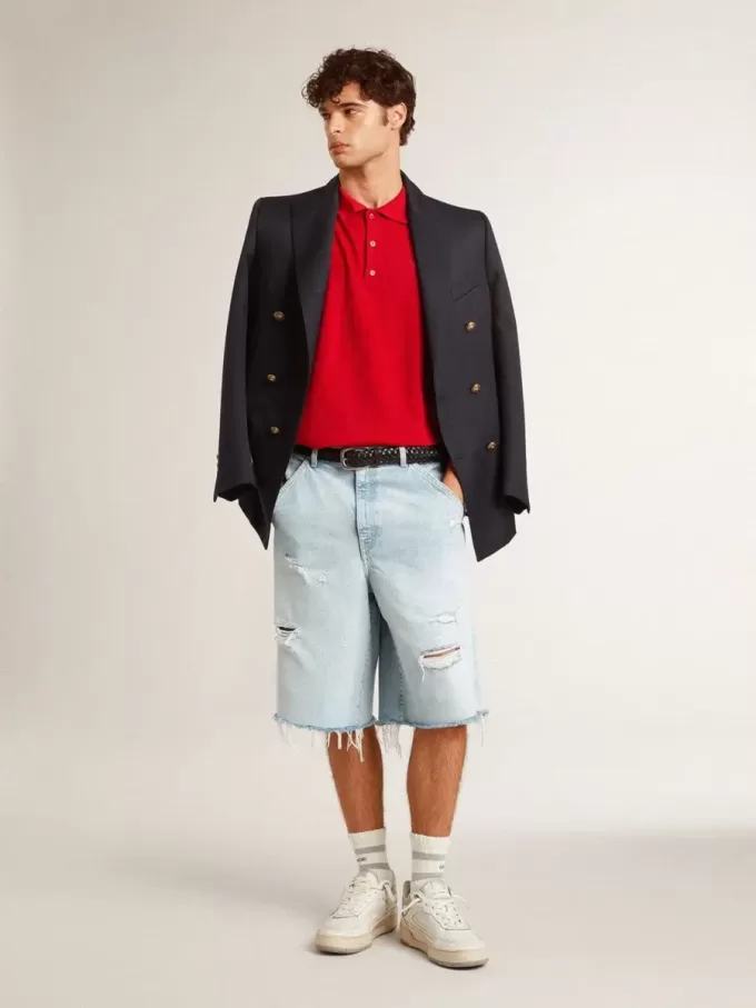 Herenpoloshirt van rood katoenpiqué