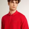 Herenpoloshirt van rood katoenpiqué