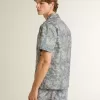 Herenpopelinehemd met korte mouwen in pyjamastijl met een blauw-witte maritieme print.