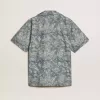 Herenpopelinehemd met korte mouwen in pyjamastijl met een blauw-witte maritieme print.