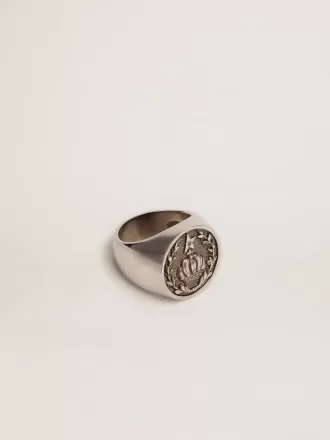 Herenzegelring in antiek zilverkleur