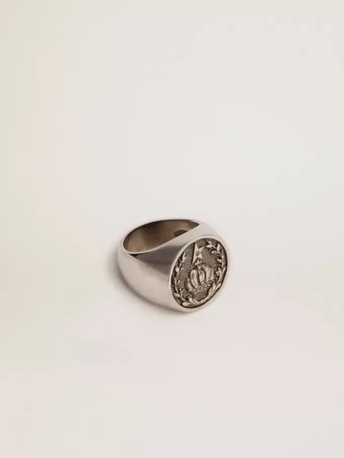 Herenzegelring in antiek zilverkleur