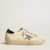 Hi Star in nappa met Swarovski-kristallen ster en donkerblauwe leren hiellip