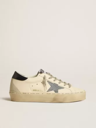 Hi Star in nappa met Swarovski-kristallen ster en donkerblauwe leren hiellip