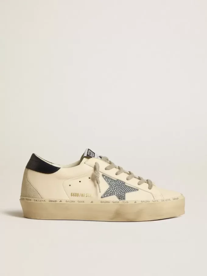 Hi Star in nappa met Swarovski-kristallen ster en donkerblauwe leren hiellip