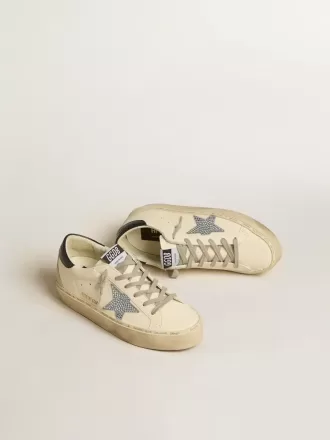 Hi Star in nappa met Swarovski-kristallen ster en donkerblauwe leren hiellip