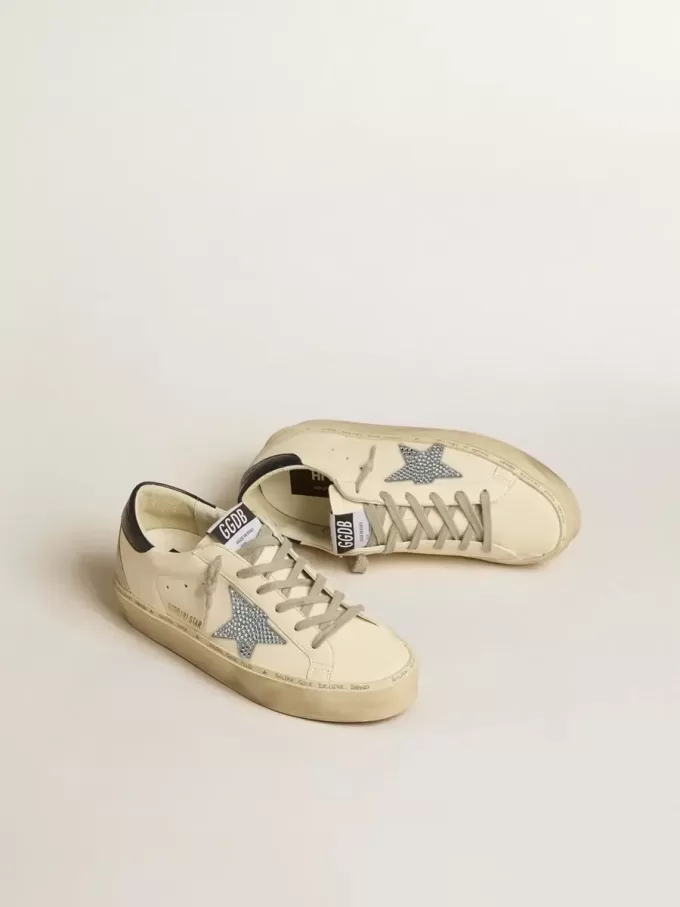 Hi Star in nappa met Swarovski-kristallen ster en donkerblauwe leren hiellip