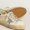 Hi Star in nappa met Swarovski-kristallen ster en donkerblauwe leren hiellip