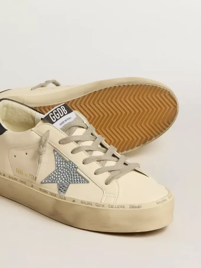 Hi Star in nappa met Swarovski-kristallen ster en donkerblauwe leren hiellip