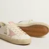 Hi Star in wit leer met roze suède ster en roze glitter hielstuk