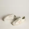 Hi Star in wit nappa met roze leren ster en glitter hielstuk