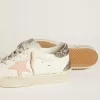 Hi Star in wit nappa met roze leren ster en glitter hielstuk