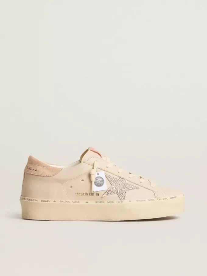 Hi Star LTD in nappa met suède ster en roze Swarovski-kristallen