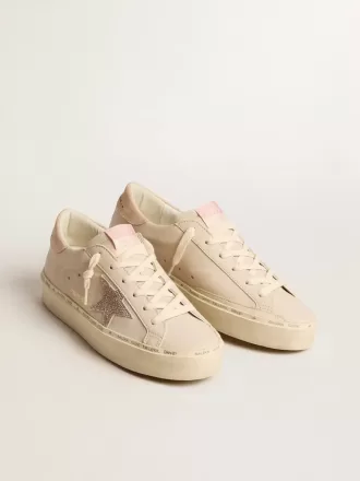 Hi Star LTD in nappa met suède ster en roze Swarovski-kristallen