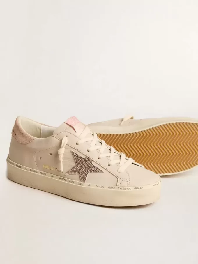 Hi Star LTD in nappa met suède ster en roze Swarovski-kristallen