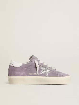 Hi Star voor dames in paars suède met zilveren glitterster