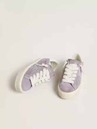 Hi Star voor dames in paars suède met zilveren glitterster