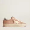 Hi Star voor dames in roze suède met crèmekleurige ster en zilveren leren hielstuk