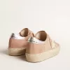Hi Star voor dames in roze suède met crèmekleurige ster en zilveren leren hielstuk