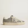 Hi Star voor dames in zilver glitter met suède ster en witte hiellip