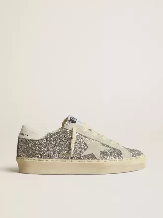 Hi Star voor dames in zilver glitter met suède ster en witte hiellip