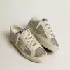 Hi Star voor dames in zilver glitter met suède ster en witte hiellip