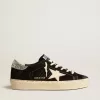 Hi Star voor dames in zwart leer met zilveren glitterhaklipje