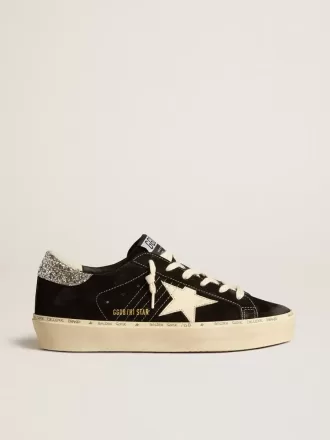 Hi Star voor dames in zwart leer met zilveren glitterhaklipje