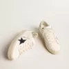 Hi Star voor dames met blauwe glitterster en platina glitter hielstuk