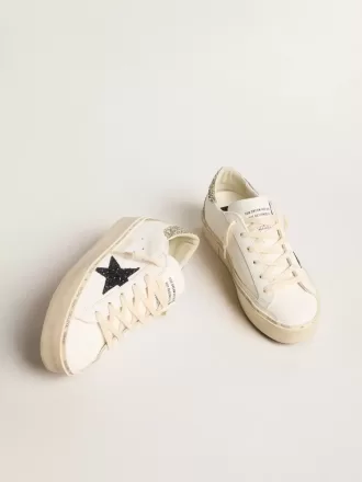 Hi Star voor dames met blauwe glitterster en platina glitter hielstuk