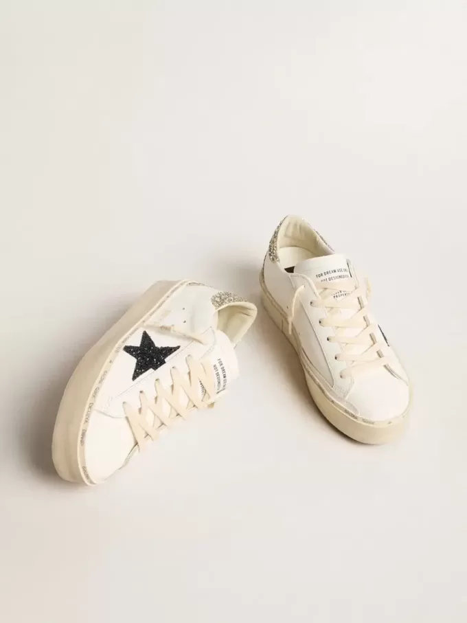 Hi Star voor dames met blauwe glitterster en platina glitter hielstuk