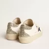 Hi Star voor dames met blauwe glitterster en platina glitter hielstuk