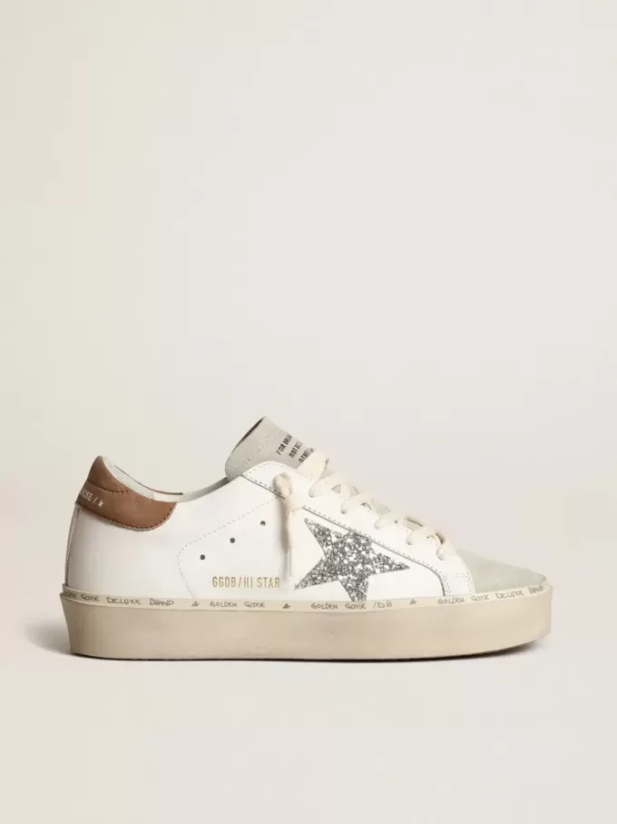 Hi Star voor dames met zilveren glitterster en duifgrijze nubuck hiellip