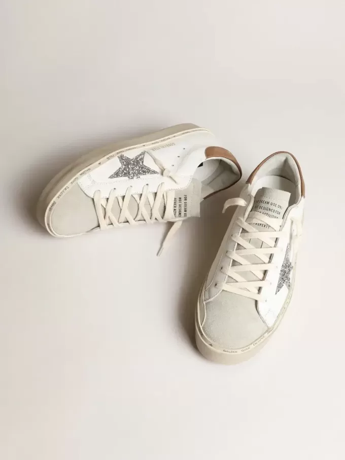 Hi Star voor dames met zilveren glitterster en duifgrijze nubuck hiellip