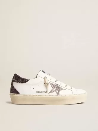 Hi Star voor dames met zilveren glitterster en robijnrode glitterhiellip