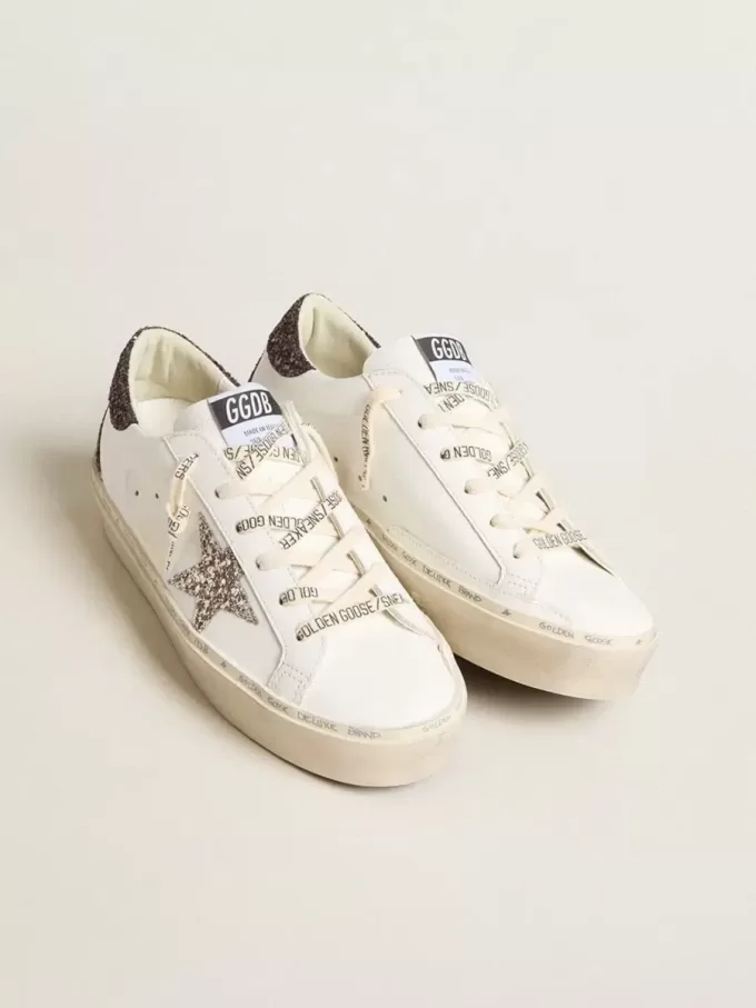Hi Star voor dames met zilveren glitterster en robijnrode glitterhiellip