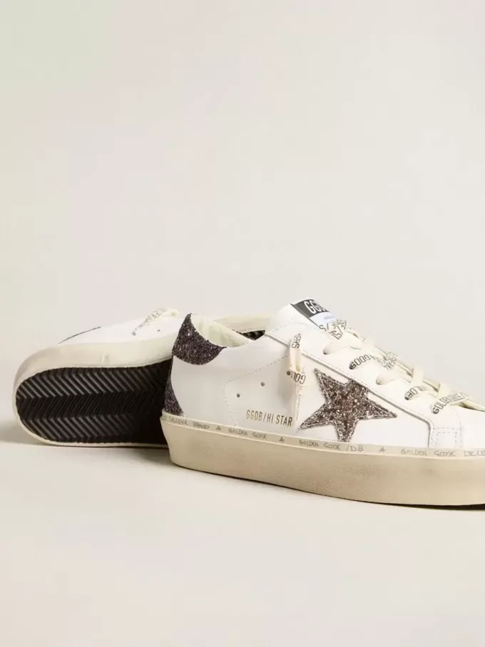Hi Star voor dames met zilveren glitterster en robijnrode glitterhiellip