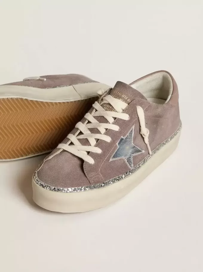 Hi Star voor dames van suède met zilveren leren ster en leren hielstuk