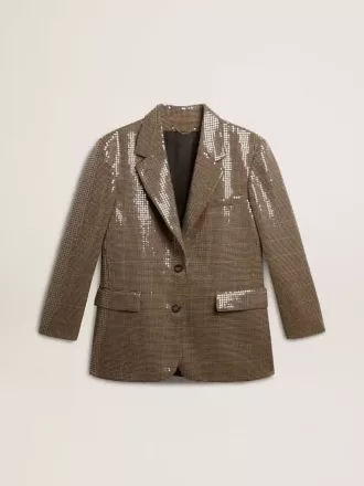 Houndstooth-jasje voor dames met all-over paillettenborduursel